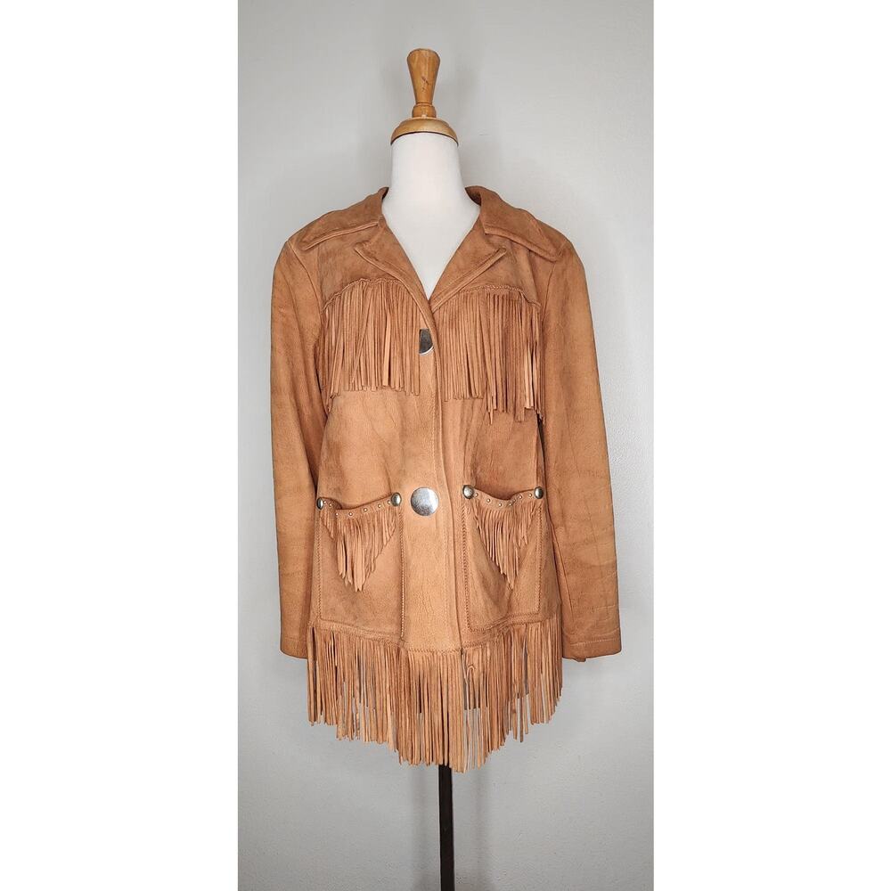 Vintage Western Fringe jacket with concho buttons and studs - Boho cowgirl